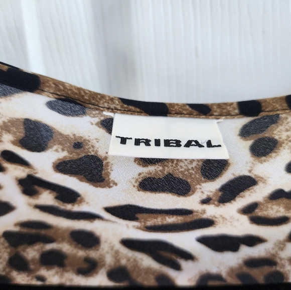 Tribal Leopard Print Ruffle Blouse Glam Feminine M - Picture 3 of 5